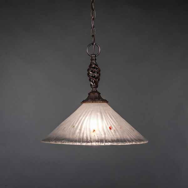Elegante Dark Granite One-Light Pendant with Frosted Crystal Glass Shade, image 1