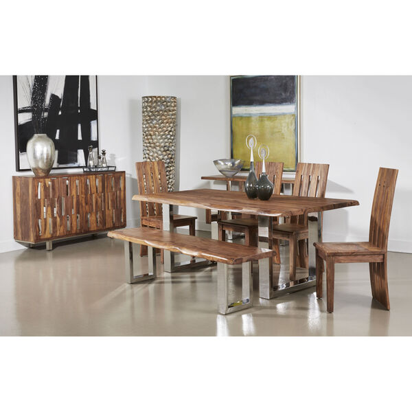 Brownstone Brown and Chrome Dining Table, image 4