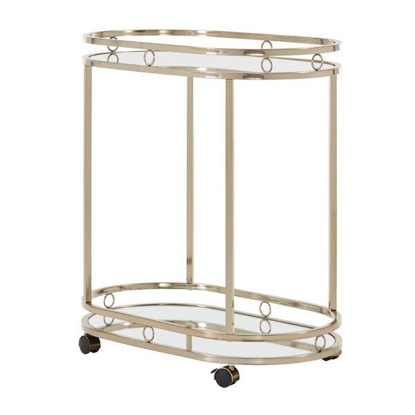Lissa Champagne Gold Oval Bar Cart, image 1