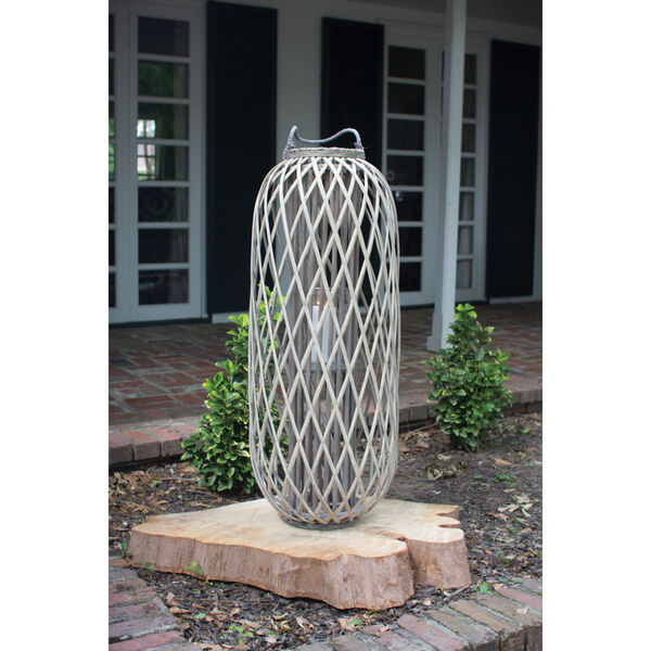 Grey Small Willow Lantern with Glass, image 1