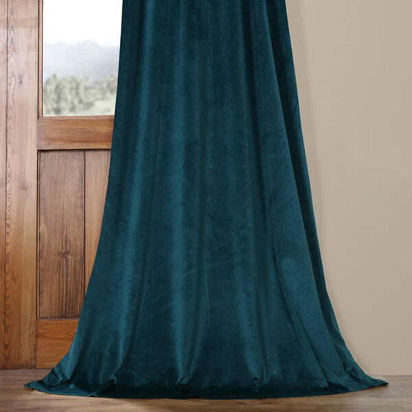 Green Plush Velvet Single Panel Curtain 50 x 96, image 5