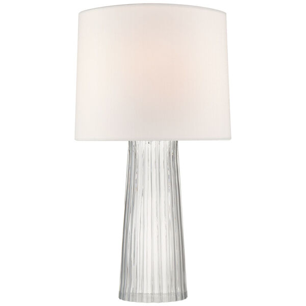 Danube Medium Table Lamp in Clear Glass with Linen Shade by Barbara Barry, image 1