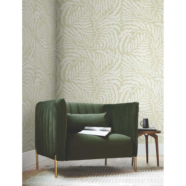 Fern Fronds Light Green White Wallpaper, image 1