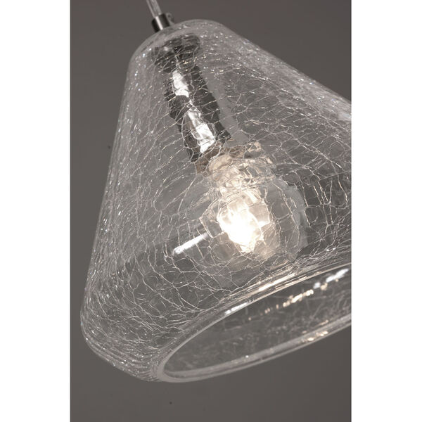 Armitage Satin Nickel One-Light Pendant with Clear Crackle Glass, image 2