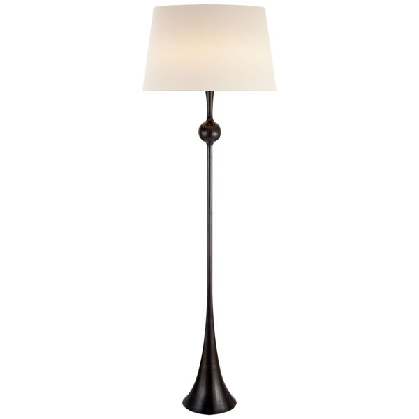 Dover Floor Lamp in Aged Iron with Linen Shade by AERIN, image 1
