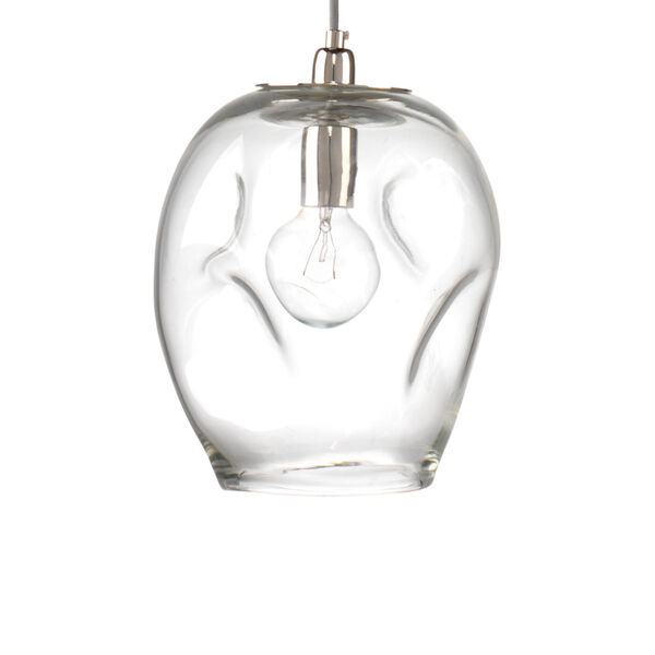 Dimpled Clear Glass with Silver Hardware One-Light Mini Pendant, image 3