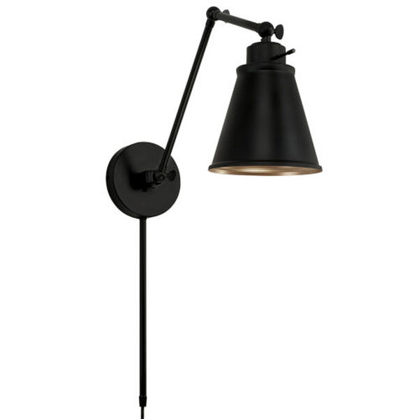 Matte Black One-Light Plug-In Sconce, image 1