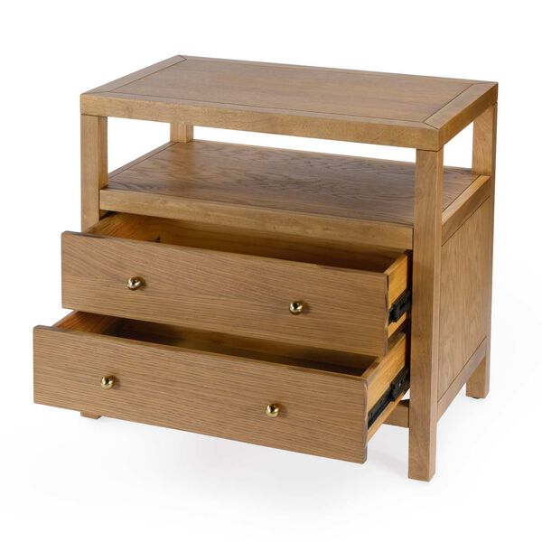 Celine Light Natural Two Drawer Wide Nightstand, image 4