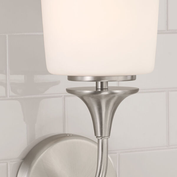 Presley Brushed Nickel One-Light Sconce with Soft White Glass, image 2