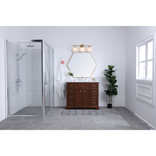 Gene Brass Three-Light Bath Vanity with Frosted White Glass, image 2