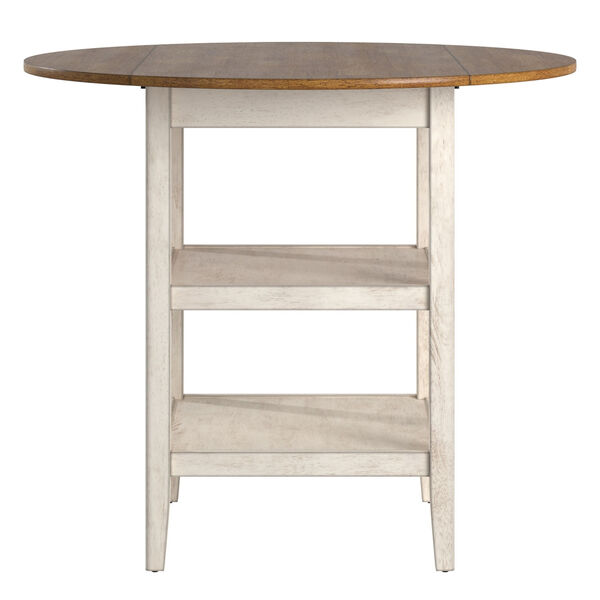 Caroline White Two-Tone Side Drop Leaf Round Counter Height Table, image 3