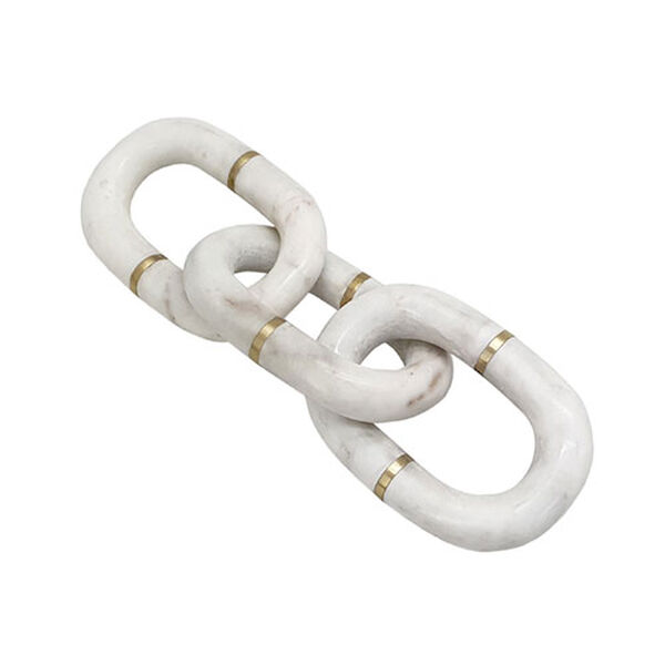 White Gold Marble Chain with Brass Inlay, image 1