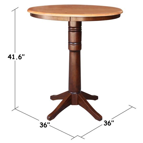 Cinnamon and Espresso 36-Inch Round Top Pedestal Bar Height Table, image 4