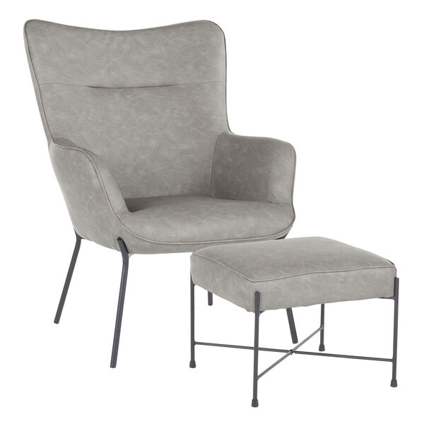 Izzy Black and Gray Chair with Ottoman, image 1