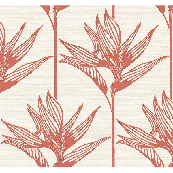 Tropics Coral Bird of Paradise Pre Pasted Wallpaper - SAMPLE SWATCH ONLY, image 2