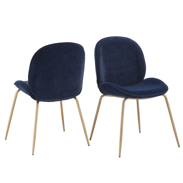 Cheryl Gold and Blue Velvet Dining Chair, Set of Two, image 6