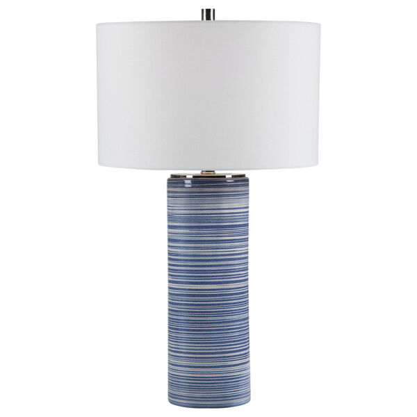Montauk Polished Nickel One-Light Table Lamp with Round Drum Hardback Shade, image 1