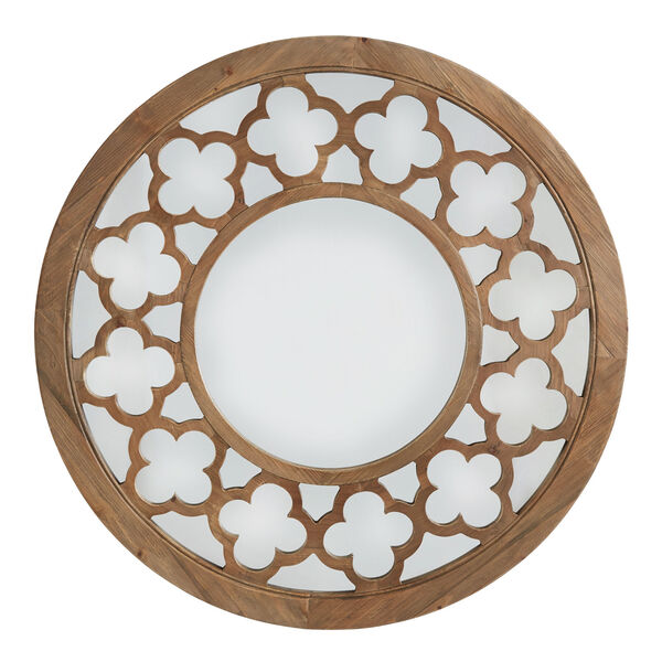 Wesley Wood Quatrefoil Cutout Round Wall Mirror, image 3