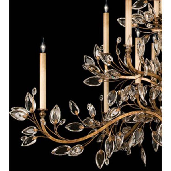 Crystal Laurel Gold 20-Light Chandelier in Gold Leaf Finish and Stylized Faceted Crystal Leaves, image 3