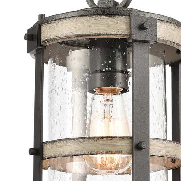 Crenshaw Anvil Iron and Distressed Antique Graywood One-Light Outdoor Pendant, image 4