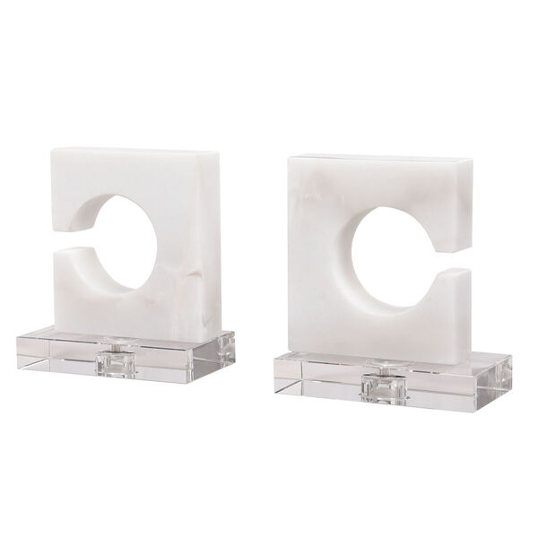 Clarin White and Gray Bookends, Set of 2, image 1