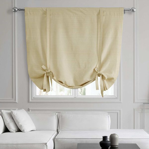 Champagne Beige Hand Weaved Cotton Tie-Up Window Shade Single Panel, image 1