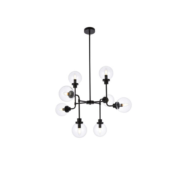 Hanson Black and Clear Shade Eight-Light Pendant, image 1