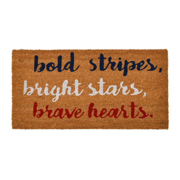 Multicolor Bold Stripes, Bright Stars, Brave Hearts Coir Entry Doormat, image 1