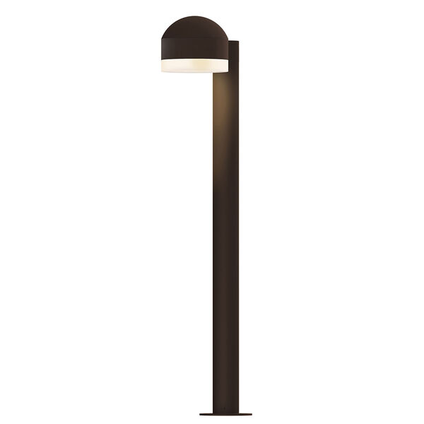 Inside-Out REALS Textured Bronze 28-Inch LED Bollard with Cylinder Lens and Dome Cap with Frosted White Lens, image 1