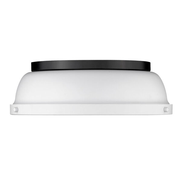 Duncan Matte Black 14-Inch Two-Light Flush Mount with a Matte White Shade, image 2
