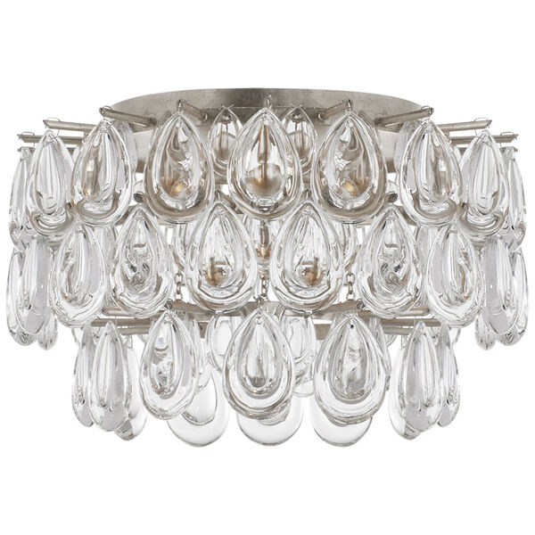 Liscia Small Flush Mount in Burnished Silver Leaf with Crystal by AERIN, image 1