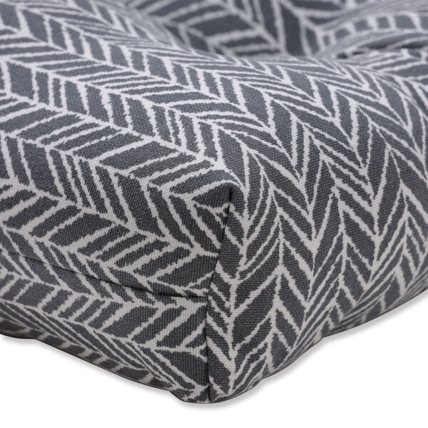 Pillow Perfect Herringbone Gray Off-White 60-Inch Bench Cushion 653617