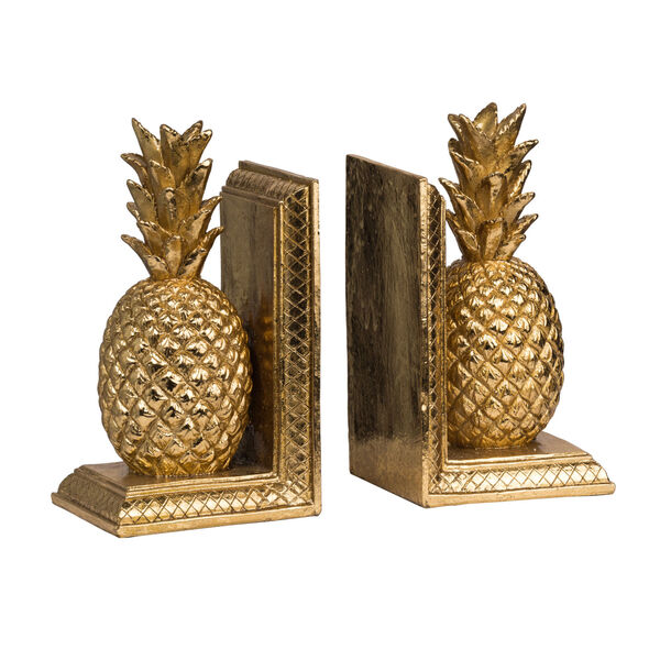 Gold Pineapple Bookend, Set of 2, image 1