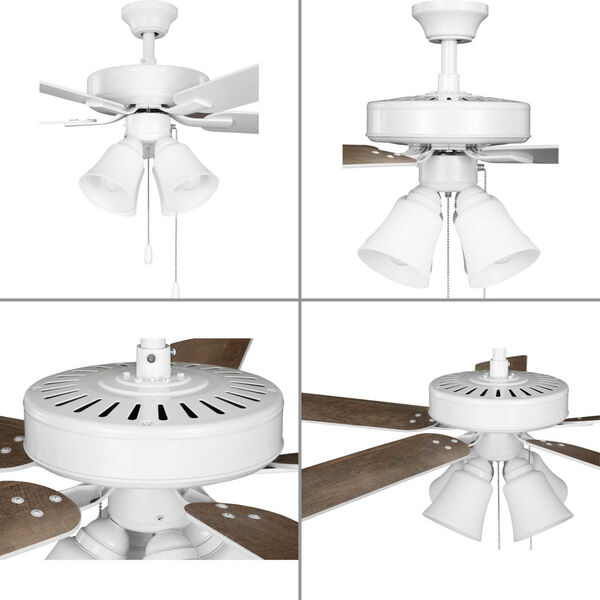 AirPro E-Star White Four-Light LED 52-Inch Ceiling Fan with Etched White Glass Light Kit, image 3