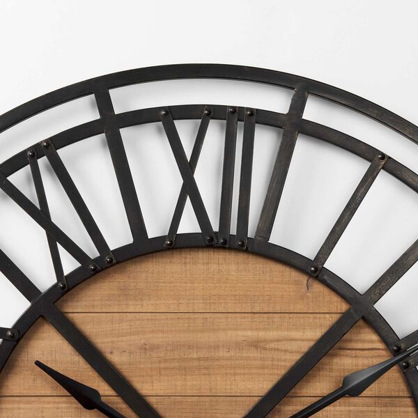 Lewiston Black and Brown Round Wall Clock, image 5