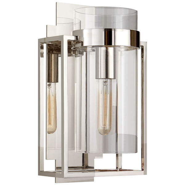 Presidio Caged Small Sconce in Polished Nickel with Clear Glass by Ian K. Fowler, image 1