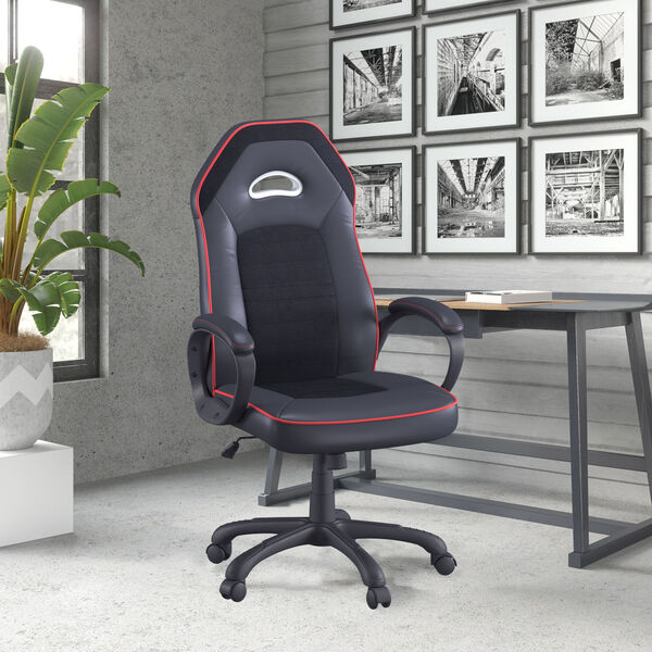 Portland Black Gaming Office Chair with Vegan Leather, image 2