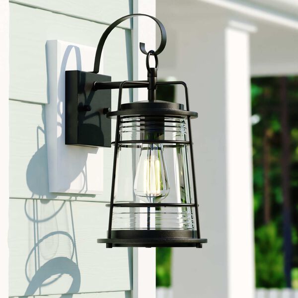 Montauk Textured Black One-Light Outdoor Wall Lantern with Clear Glass, image 2