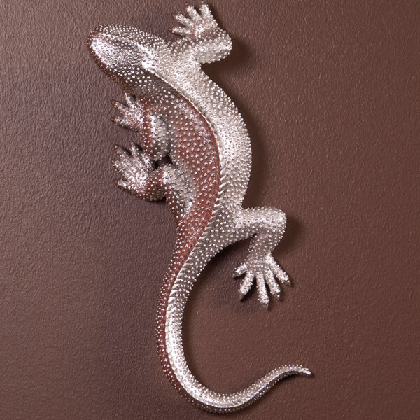 Lizard Bright Nickel Textured Wall Figurine, image 2