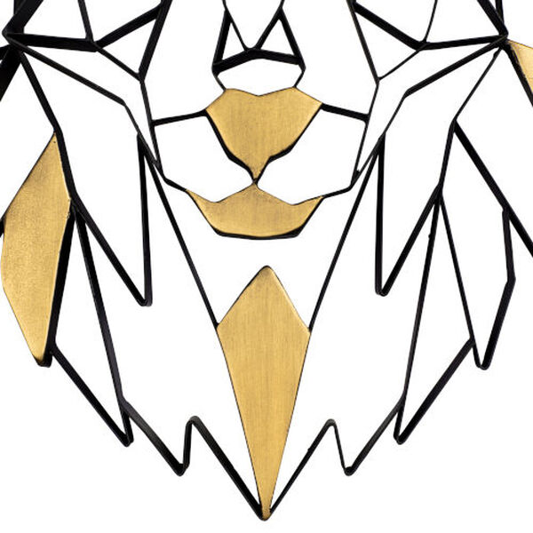 Geometric Animal Kingdom Matte Black Antique Gold Leaf Wolf Wall Art, image 4