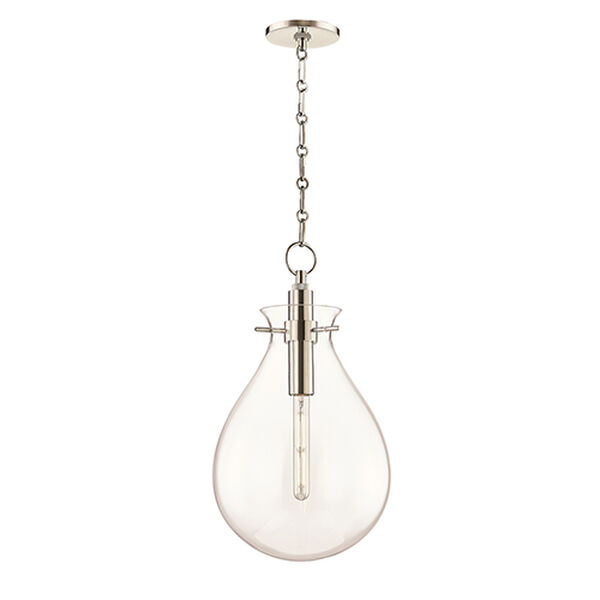 Ivy Polished Nickel Clear Glass One-Light LED Pendant, image 1