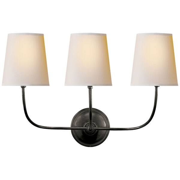 Vendome Triple Sconce in Bronze with Natural Paper Shades by Thomas O'Brien, image 1