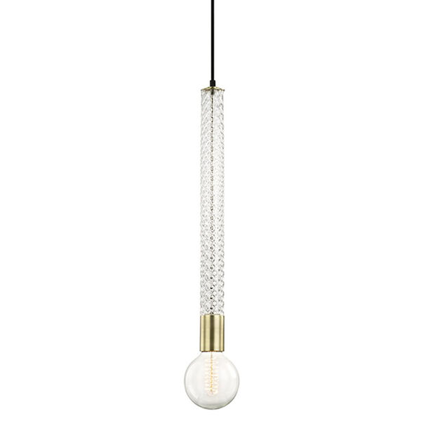 Pippin Aged Brass Clear 1-Light 5-Inch Mini Pendant, image 1