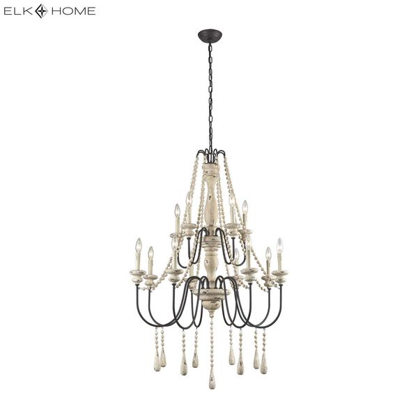 Sommieres Antique French Cream with Dark Bronze 12 Light Chandelier, image 3