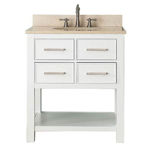 Brooks White 30-Inch Vanity Combo with Galala Beige Marble Top, image 1