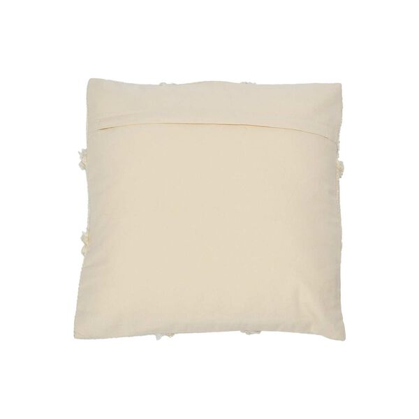 Cream Woven Cotton and Wool Patchwork 18 x 18-Inch Pillow, image 3