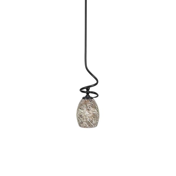 Capri Matte Black One-Light Mini Pendant with Natural Fusion Glass, image 1