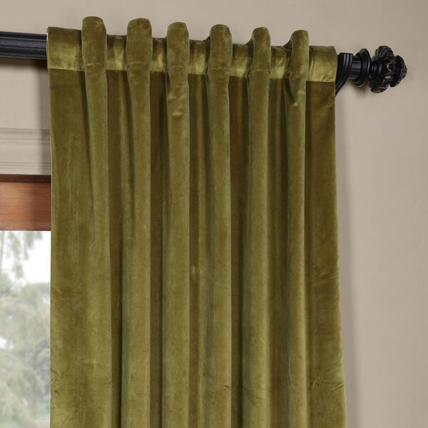Green 120 x 50 In. Plush Velvet Curtain Single Panel, image 4