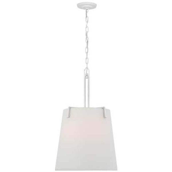 Clifford Plaster White Four-Light Pendant with Linen Shade by Marie Flanigan, image 1