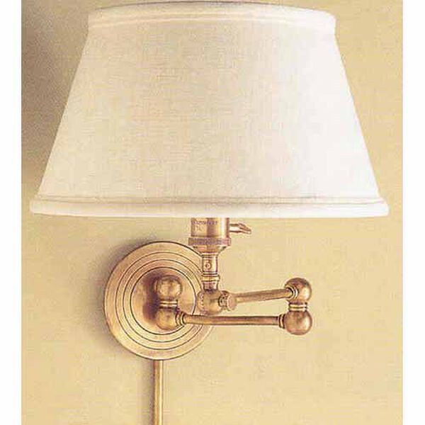 Boston Swing Arm in Hand-Rubbed Antique Brass with Linen Shade by Chapman and Myers, image 1